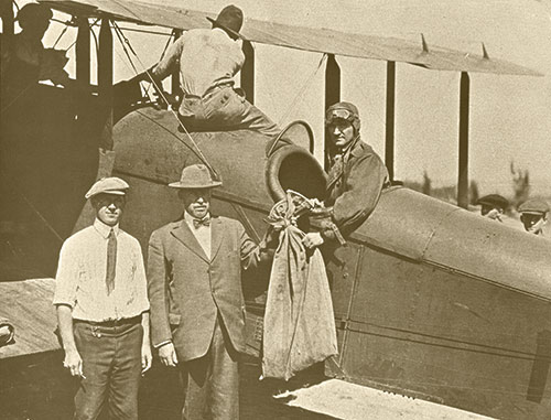 Sepia of Nevada Air Mail service, which began in September 1920 in a run from Salt Lake City to Elko, Reno (pictured), and San Francisco. ©Nevada Historical Society