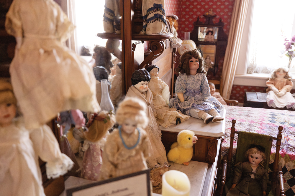 Room full of haunted dolls inside the Mackay Mansion in Virginia City.