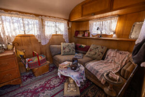 Inside a 1947 trailer at the Fish Lake Valley Heritage Center and Museum.