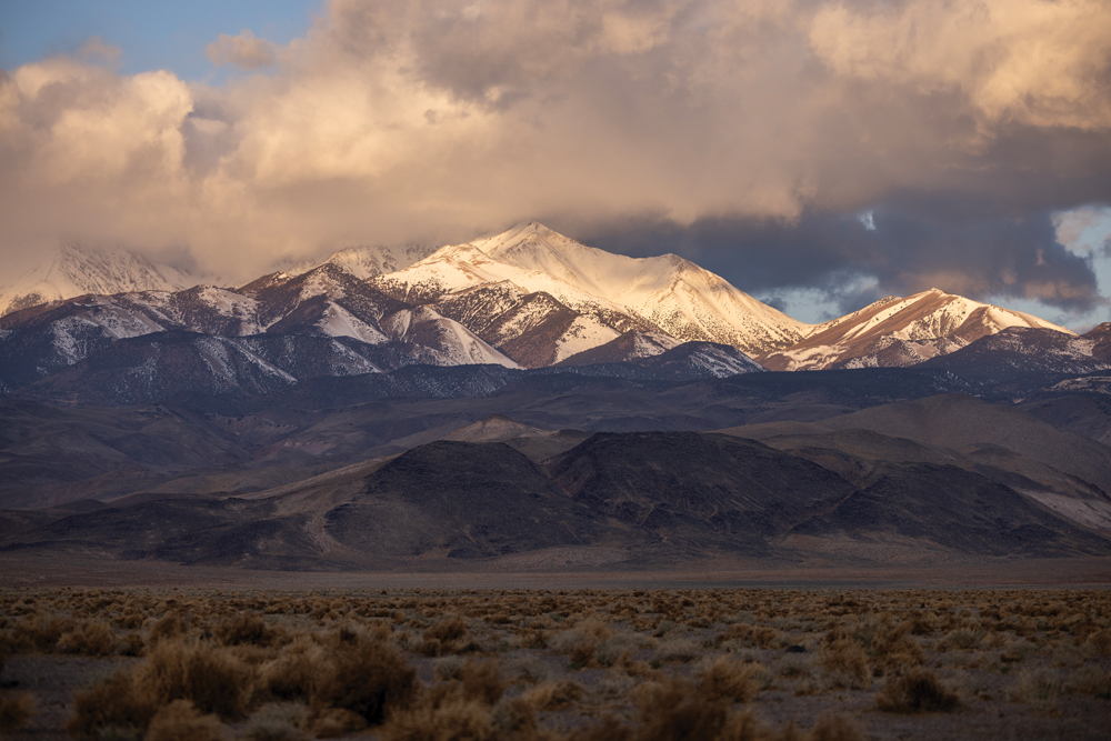 First light on the White Mountains and Boundary Peak. 