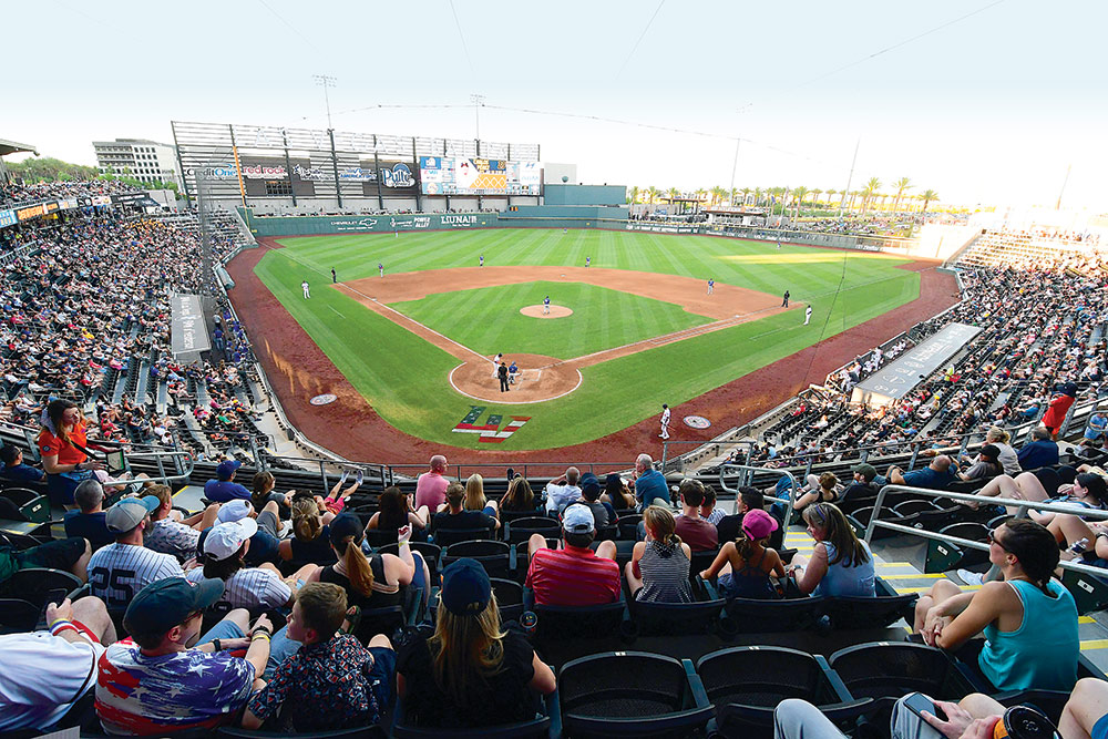 Las Vegas Ballpark with crowd at a Las Vegas Aviators game