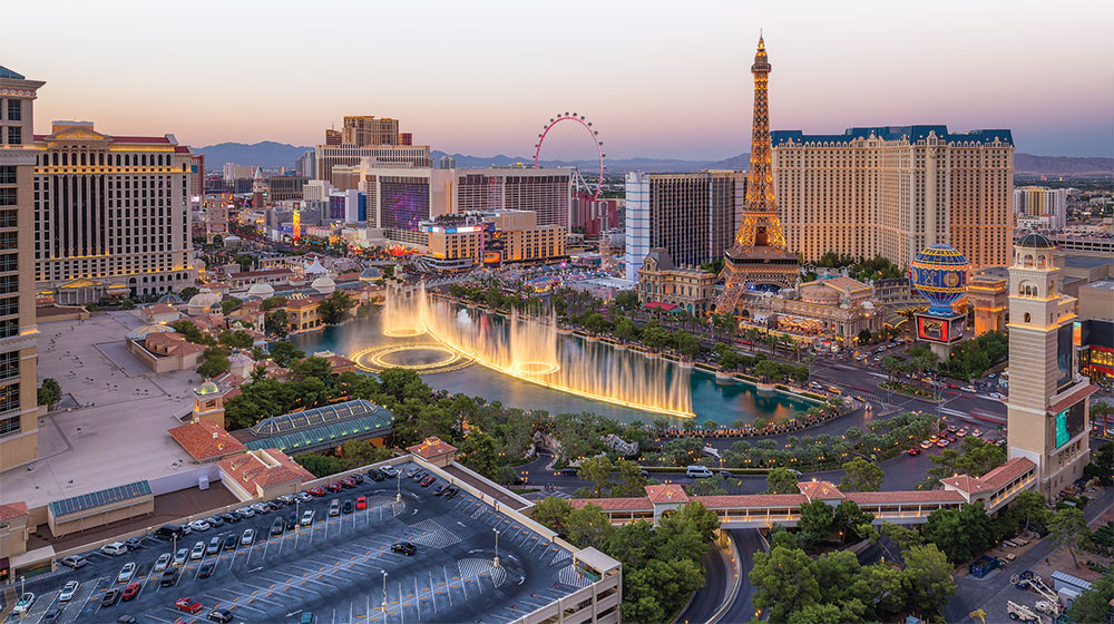 Modern day aerial photo of the Las Vegas strip